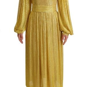 Elegant Gold Long-Sleeve Dress